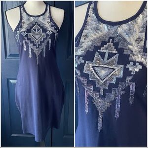 Express Navy Sequined Bodycon Dress